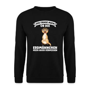 Tiere Erdmännchen Erdmännchene Geschenk - Unisex Pullover - Schwarz - Vorne - Alina (178cm) & Michal (187cm)