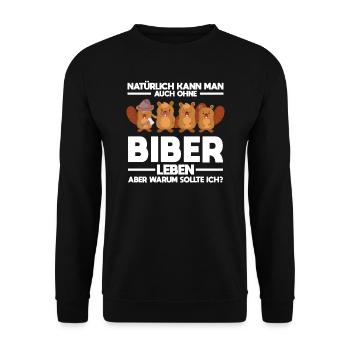 Tiere Bieber Biebern Geschenk - Unisex Pullover - Schwarz - Vorne - Alina (178cm) & Michal (187cm)