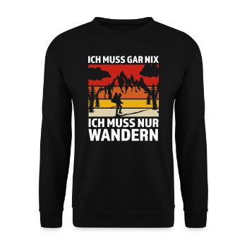 Wandern Berge Bergsteiger Geschenk - Unisex Pullover - Schwarz - Vorne - Alina (178cm) & Michal (187cm)