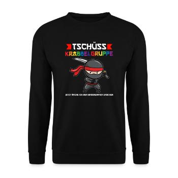 Kindergarten Ninja Kindergartenanfänger Geschenk - Unisex Pullover - Schwarz - Vorne - Alina (178cm) & Michal (187cm)