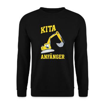 Kita Anfänger Bagger Kita-Anfang Geschenk - Unisex Pullover - Schwarz - Vorne - Alina (178cm) & Michal (187cm)