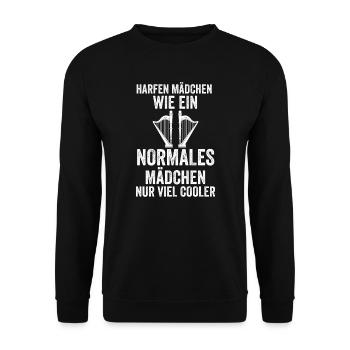 Harfe Mädchen Harfen Mädchen Geschenk - Unisex Pullover - Schwarz - Vorne - Alina (178cm) & Michal (187cm)