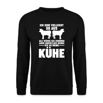 Kühe Kuh Kuh-Besitzer Geschenk - Unisex Pullover - Schwarz - Vorne - Alina (178cm) & Michal (187cm)