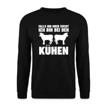 Kühe Kuh Bauernkuh Geschenk - Unisex Pullover - Schwarz - Vorne - Alina (178cm) & Michal (187cm)