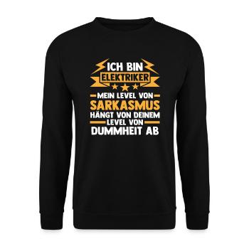 Elektriker Beruf Elektromeister Geschenk - Unisex Pullover - Schwarz - Vorne - Alina (178cm) & Michal (187cm)