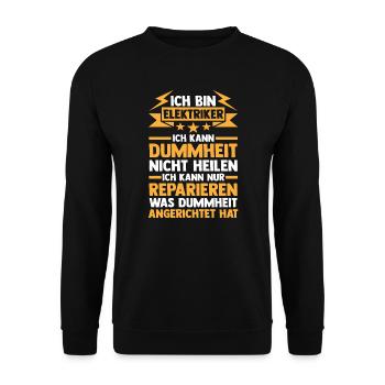 Elektriker Beruf Elektromeister Geschenk - Unisex Pullover - Schwarz - Vorne - Alina (178cm) & Michal (187cm)