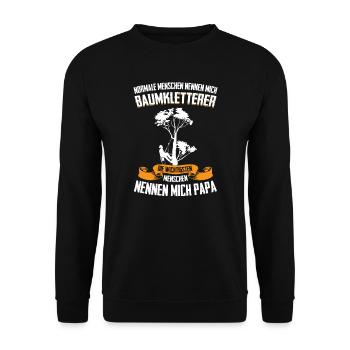 Baumpfleger Papa Baumkletter Geschenk - Unisex Pullover - Schwarz - Vorne - Alina (178cm) & Michal (187cm)