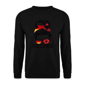 Deutsche Albanerin Deutschland Geschenk - Unisex Pullover - Schwarz - Vorne - Alina (178cm) & Michal (187cm)
