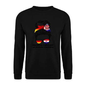 Deutsche Kroatin Deutsch Geschenk - Unisex Pullover - Schwarz - Vorne - Alina (178cm) & Michal (187cm)