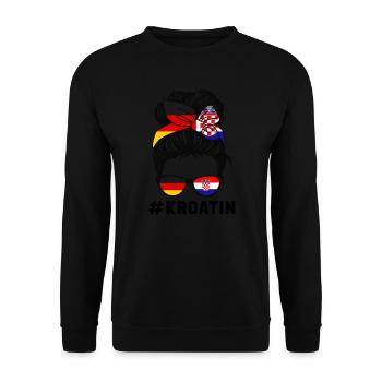 Deutsche Kroatin Deutsche Flagge Geschenk - Unisex Pullover - Schwarz - Vorne - Alina (178cm) & Michal (187cm)
