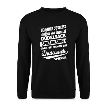 Dudelsack Musiker Sackpfeife Geschenk - Unisex Pullover - Schwarz - Vorne - Alina (178cm) & Michal (187cm)