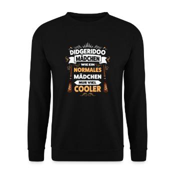 Didgeridoo Mädchen Didgeridoo-Spielerin Geschenk - Unisex Pullover - Schwarz - Vorne - Alina (178cm) & Michal (187cm)