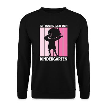 Kindergarten Dabbing Kita-Beginn Geschenk - Unisex Pullover - Schwarz - Vorne - Alina (178cm) & Michal (187cm)