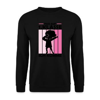 1.Klasse Dabbing Schulkind Geschenk - Unisex Pullover - Schwarz - Vorne - Alina (178cm) & Michal (187cm)