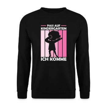 Kindergarten Dabbing Kita-Anfang Geschenk - Unisex Pullover - Schwarz - Vorne - Alina (178cm) & Michal (187cm)
