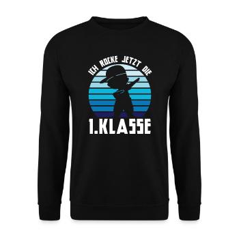 1.Klasse Dabbing Schulanfänger Geschenk - Unisex Pullover - Schwarz - Vorne - Alina (178cm) & Michal (187cm)