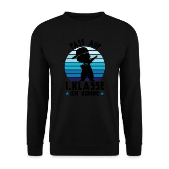 1.Klasse Dabbing Schulkind Geschenk - Unisex Pullover - Schwarz - Vorne - Alina (178cm) & Michal (187cm)