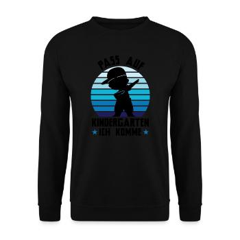 Kindergarten Dabbing Kita-Start Geschenk - Unisex Pullover - Schwarz - Vorne - Alina (178cm) & Michal (187cm)