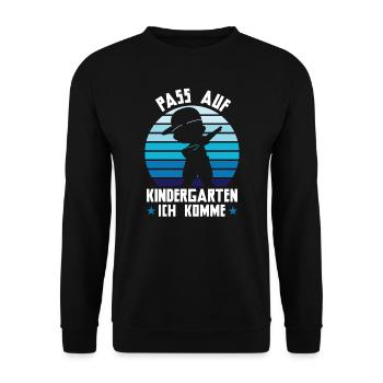 Kindergarten Dabbing Kita-Anfang Geschenk - Unisex Pullover - Schwarz - Vorne - Alina (178cm) & Michal (187cm)