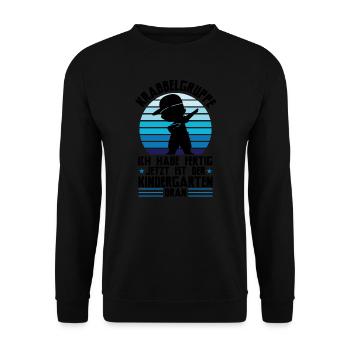 Kindergarten Dabbing Kita-Anfang Geschenk - Unisex Pullover - Schwarz - Vorne - Alina (178cm) & Michal (187cm)