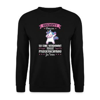 Krankenhaus Pflegefachfrau Pflegerin Geschenk - Unisex Pullover - Schwarz - Vorne - Alina (178cm) & Michal (187cm)