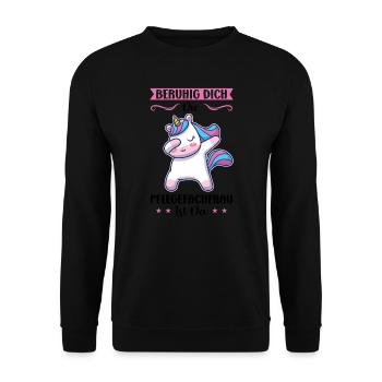 Krankenhaus Pflegefachfrau Pflegerin Geschenk - Unisex Pullover - Schwarz - Vorne - Alina (178cm) & Michal (187cm)