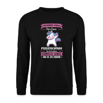 Krankenhaus Pflegefachfrau Pflegerin Geschenk - Unisex Pullover - Schwarz - Vorne - Alina (178cm) & Michal (187cm)