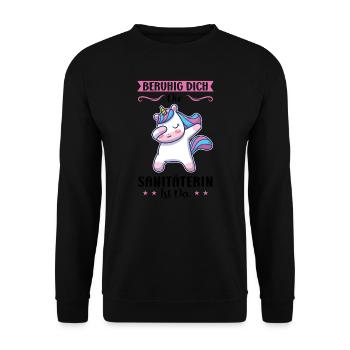 Sanitäterinnen Sanitäterin Medizin Geschenk - Unisex Pullover - Schwarz - Vorne - Alina (178cm) & Michal (187cm)