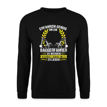 Baggerfahrer Beruf Lader Geschenk - Unisex Pullover - Schwarz - Vorne - Alina (178cm) & Michal (187cm)