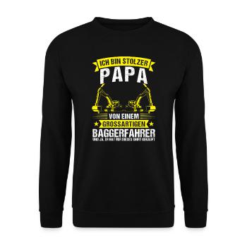 Baggerfahrer Papa Bagger Geschenk - Unisex Pullover - Schwarz - Vorne - Alina (178cm) & Michal (187cm)