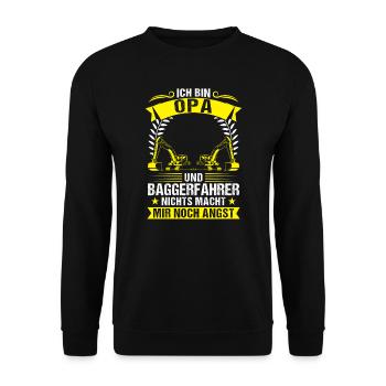 Baggerfahrer Opa Bagger Geschenk - Unisex Pullover - Schwarz - Vorne - Alina (178cm) & Michal (187cm)