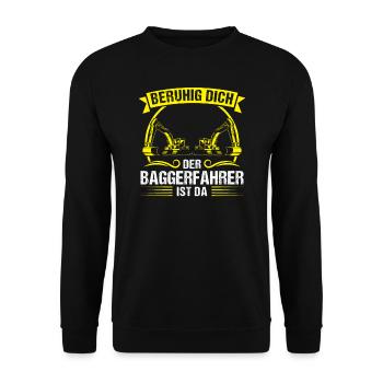 Baggerfahrer Beruf Bagger-Fahrer Geschenk - Unisex Pullover - Schwarz - Vorne - Alina (178cm) & Michal (187cm)
