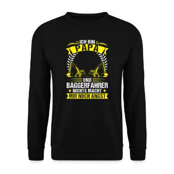 Baggerfahrer Papa Bagger-Fahrer Geschenk - Unisex Pullover - Schwarz - Vorne - Alina (178cm) & Michal (187cm)