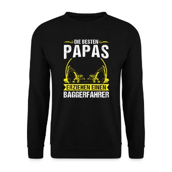 Baggerfahrer Papa Bagger-Fahrer Geschenk - Unisex Pullover - Schwarz - Vorne - Alina (178cm) & Michal (187cm)