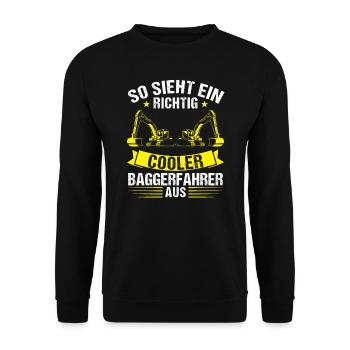 Baggerfahrer Beruf Lader Geschenk - Unisex Pullover - Schwarz - Vorne - Alina (178cm) & Michal (187cm)