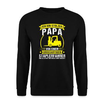 Staplerfahrer Papa Gabelstaplerfahrer Geschenk - Unisex Pullover - Schwarz - Vorne - Alina (178cm) & Michal (187cm)