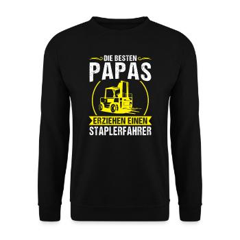 Staplerfahrer Papa Logistiker Geschenk - Unisex Pullover - Schwarz - Vorne - Alina (178cm) & Michal (187cm)
