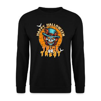 Halloween Design Creepy Skeleton Design - Unisex Sweatshirt - black - Front - Alina (178cm) & Michal (187cm)