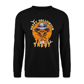 Halloween Design Creepy Skeleton Design - Unisex Sweatshirt - black - Front - Alina (178cm) & Michal (187cm)