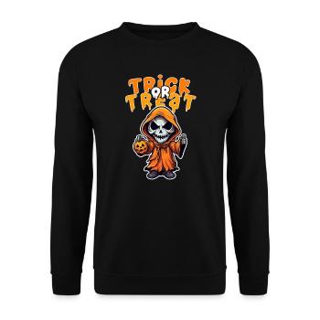 Halloween Design Creepy Skeleton Design - Unisex Sweatshirt - black - Front - Alina (178cm) & Michal (187cm)