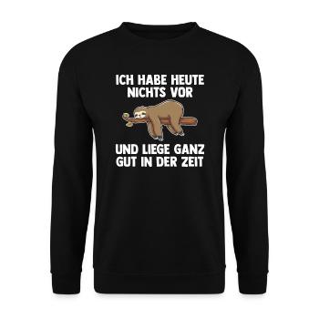 Faultier Faul Sarkasmus Geschenk - Unisex Pullover - Schwarz - Vorne - Alina (178cm) & Michal (187cm)