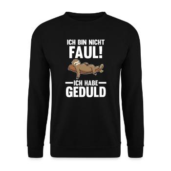 Faultier Faul Sarkasmus Geschenk - Unisex Pullover - Schwarz - Vorne - Alina (178cm) & Michal (187cm)