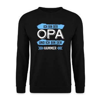 Opa Familie Enkelkinder Geschenk - Unisex Pullover - Schwarz - Vorne - Alina (178cm) & Michal (187cm)
