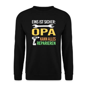 Opa Familie Großvater Geschenk - Unisex Pullover - Schwarz - Vorne - Alina (178cm) & Michal (187cm)