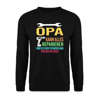 Opa Familie Großväter Geschenk - Unisex Pullover - Schwarz - Vorne - Alina (178cm) & Michal (187cm)