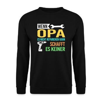 Opa Familie Großväter Geschenk - Unisex Pullover - Schwarz - Vorne - Alina (178cm) & Michal (187cm)