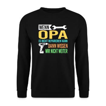 Opa Familie Handwerker Geschenk - Unisex Pullover - Schwarz - Vorne - Alina (178cm) & Michal (187cm)