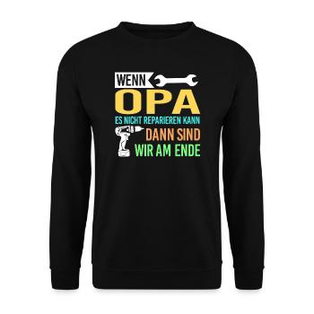 Opa Familie Großvater Geschenk - Unisex Pullover - Schwarz - Vorne - Alina (178cm) & Michal (187cm)
