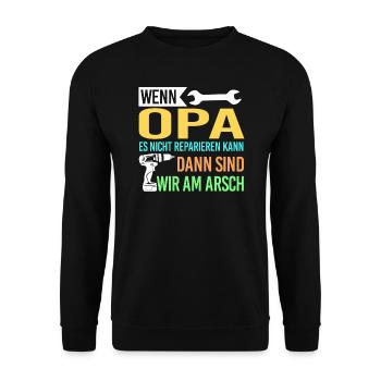 Opa Familie Großväter Geschenk - Unisex Pullover - Schwarz - Vorne - Alina (178cm) & Michal (187cm)