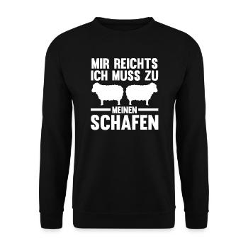 Schaf Landwirt Schafhalter Geschenk - Unisex Pullover - Schwarz - Vorne - Alina (178cm) & Michal (187cm)